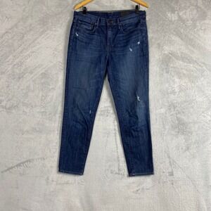 Vince Womens Dark Wash Slim Leg Distressed Jeans Size 30 Blue Made in USA